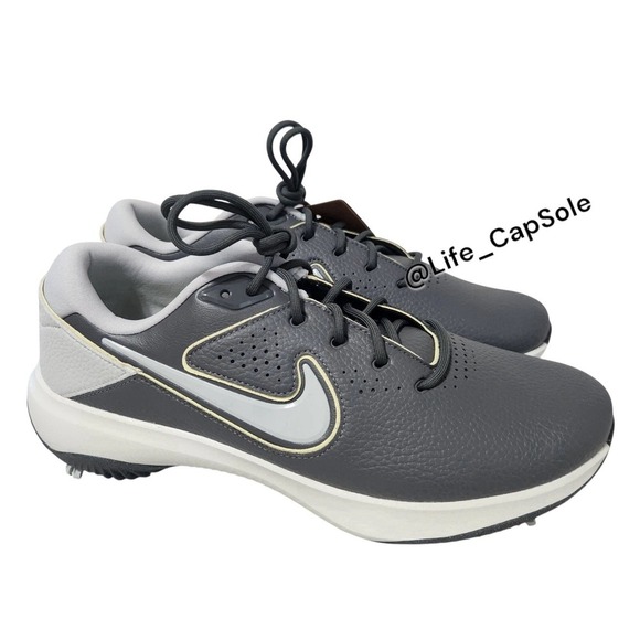 Size 9 Nike‎ Victory Pro 3 Golf Shoes Mens Grey White DV6800-001 Cleats Lace New